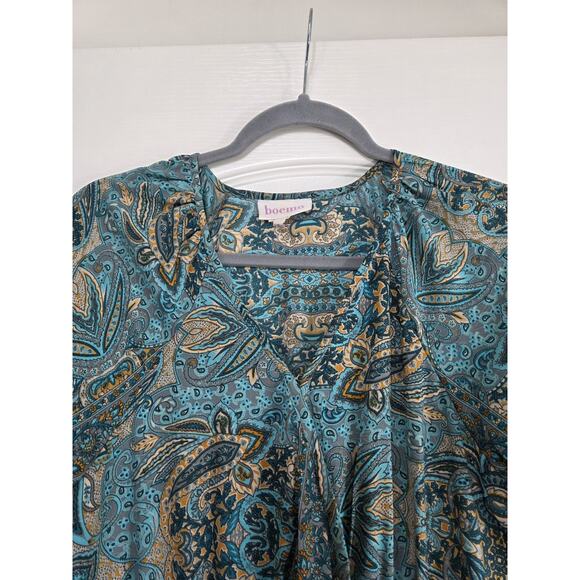 Boemo Anthropologie Green Paisley Ruffle Boho Festival Maxi Dress, Size Small - Picture 3 of 13